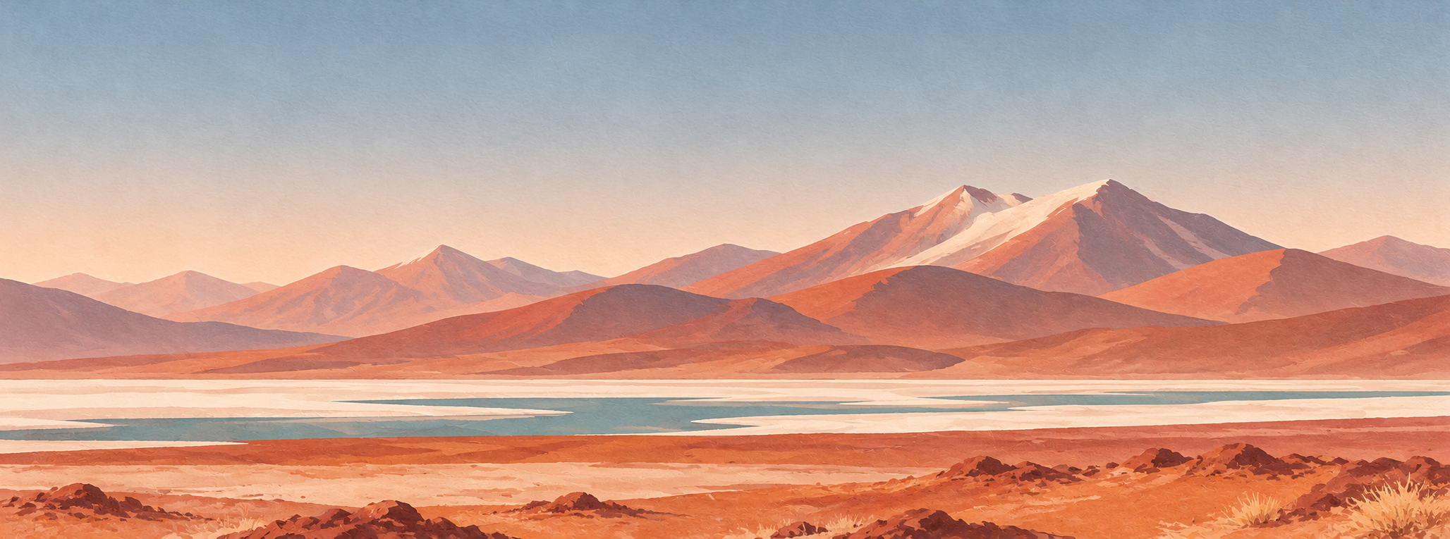 Layered Andean mountain ranges at altitude